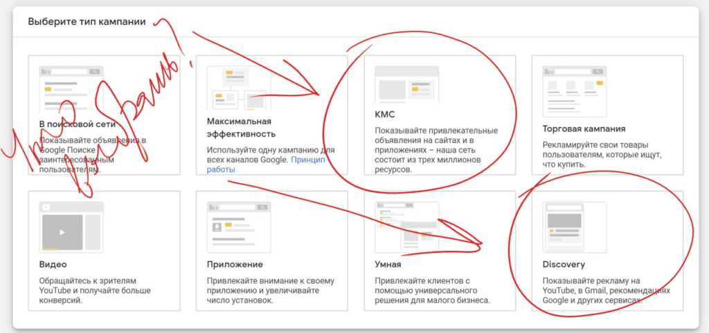 Какую рекламную кампанию выбрать - КМС или Discovery?